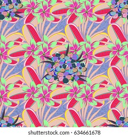 Watercolor painting of abstract flowers, seamless pattern vector background.