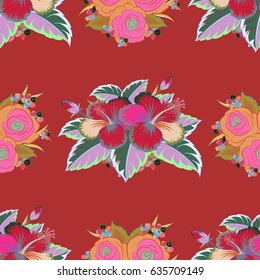 Watercolor painting of abstract flowers, seamless pattern vector background.