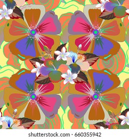 Watercolor painting of abstract flowers, seamless pattern vector background.