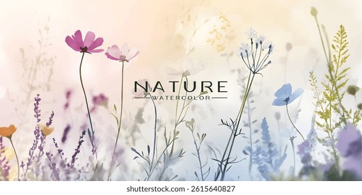 watercolor painting of a bouquet of lush leaves and flowers, with a soft, delicate color palette.