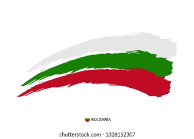 Watercolor painting Bulgaria national flag. Grunge brush stroke  Independence day symbol.