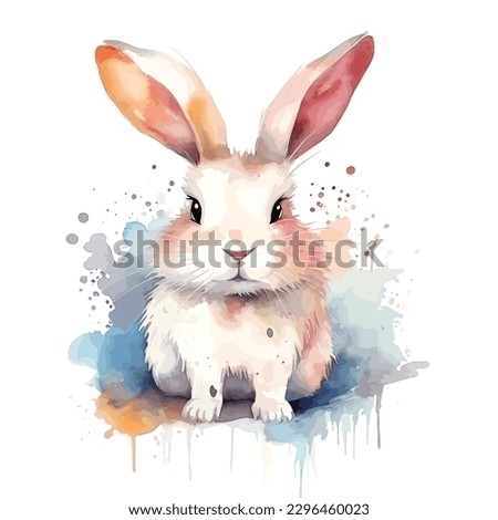 A watercolor painting of a bunny rabbit.
