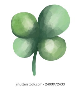 Watercolor painting of clover four leaf clover isolated
