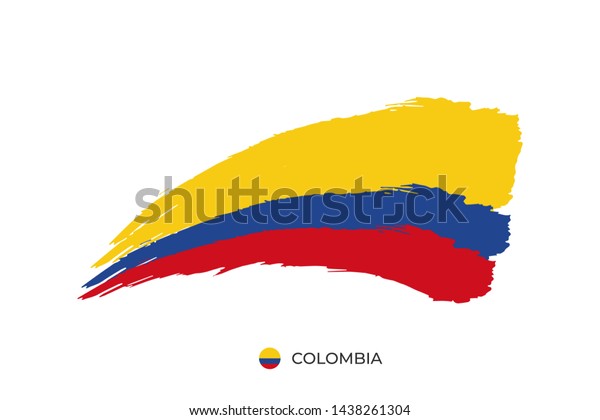 水彩画コロンビア国旗 グランジブラシストロークコロンビア独立デイブルー 黄色 赤のネーションカラーシンボル ベクター抽象的イラスト のベクター画像素材 ロイヤリティフリー 1438261304