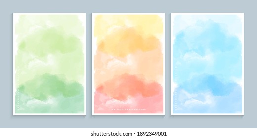 Watercolor Painting Cover Design Set