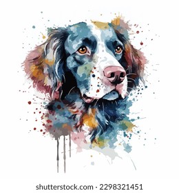 A watercolor painting of a dog. color splash, multicolor, Abstract digital art, paint splash, white background, vector illustration