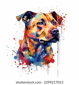 A watercolor painting of a dog. color splash, multicolor, Abstract digital art, paint splash, white background, vector illustration