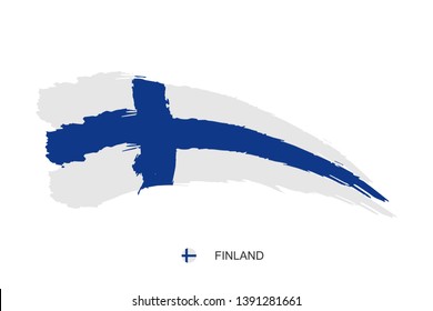 Watercolor painting FINLAND national flag. Grunge brush stroke FINLAND Independence day symbol - Vector abstract illustration