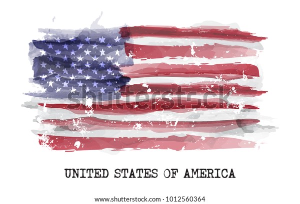 Watercolor Painting Flag America Vector Stock Vector Royalty Free