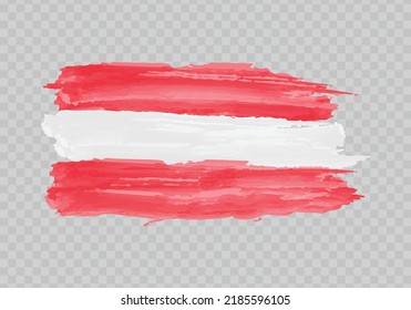 Watercolor painting flag of Austria. Hand drawing brush stroke