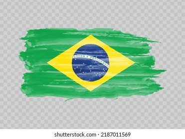 Bandera de pintura acuarela de Brasil. Icono de pincel de dibujo manual