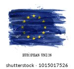 Watercolor painting flag of European union ( EU ) . Vector .