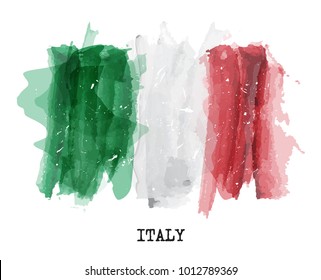 Watercolor Painting Flag Of Italy . Vector .