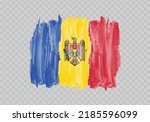 Watercolor painting flag of Moldova. Hand drawing brush stroke