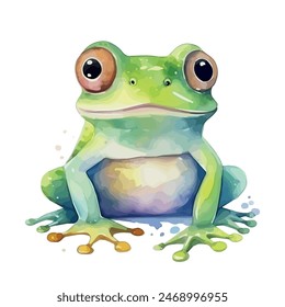 Aquarellmalerei von Frosch, isoliert auf einem weißen Hintergrund, Frosch-Vektorgrafik, Zeichnen Clipart, Illustration Vektorgrafik, Grafik, Design-Kunst, Logo