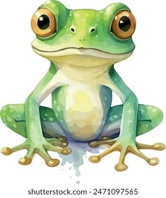 Watercolor painting of Frog, isolated on a white background, Frog vector, drawing clipart, Illustration Vector, Graphic Painting, design art, logo