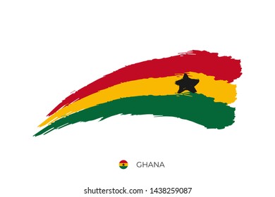 Watercolor painting Ghana national flag. Grunge brush stroke  Independence day red, yellow and green nation color symbol with star icon - Vector abstract illustration