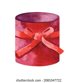 Watercolor painting of gift box with a bow