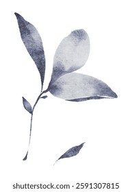 Watercolor painting with gray leaves