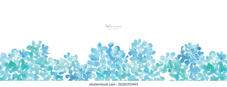 Pintura em aquarela. Ilustração vetorial de Hydrangea com toque de aquarela. Hidrângea estação chuvosa quadro de verão. Fundo desenhado à mão plantas e flores.