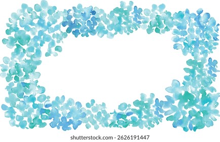 Watercolor painting. Hydrangea vector illustration with watercolor touch. Hydrangea rainy season summer frame. Hand drawn plants and flowers background.