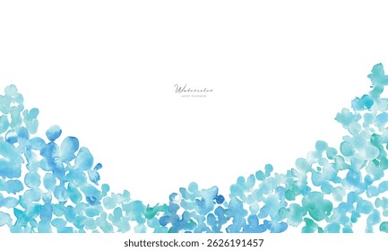 Pintura em aquarela. Ilustração vetorial de Hydrangea com toque de aquarela. Hidrângea estação chuvosa quadro de verão. Fundo desenhado à mão plantas e flores.