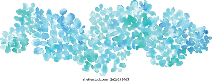 Pintura em aquarela. Ilustração vetorial de Hydrangea com toque de aquarela. Hidrângea estação chuvosa quadro de verão. Fundo desenhado à mão plantas e flores.