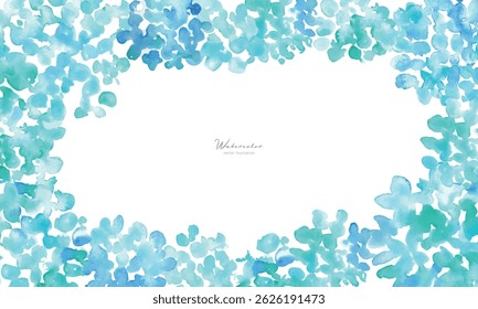 Watercolor painting. Hydrangea vector illustration with watercolor touch. Hydrangea rainy season summer frame. Hand drawn plants and flowers background.