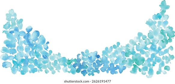 Pintura em aquarela. Ilustração vetorial de Hydrangea com toque de aquarela. Hidrângea estação chuvosa quadro de verão. Fundo desenhado à mão plantas e flores.