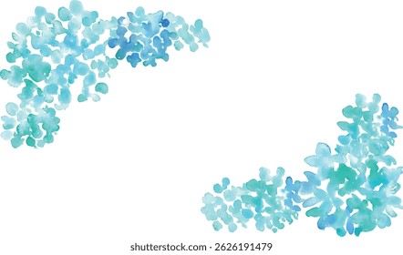 Pintura em aquarela. Ilustração vetorial de Hydrangea com toque de aquarela. Hidrângea estação chuvosa quadro de verão. Fundo desenhado à mão plantas e flores.