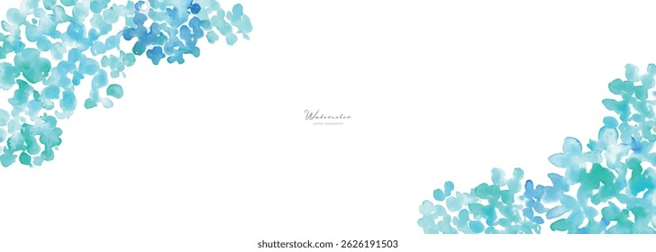Watercolor painting. Hydrangea vector illustration with watercolor touch. Hydrangea rainy season summer frame. Hand drawn plants and flowers background.