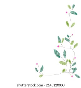 Watercolor painting of leaves on a white background
