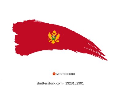 Watercolor painting Montenegro national flag. Grunge brush stroke  Independence day symbol.