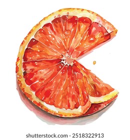 Watercolor painting of orange slice, isolated on a white background, and orange slice vector