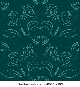 Watercolor painting - pattern of  flowers