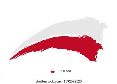 Watercolor painting POLAND national flag. Grunge brush stroke polish Independence day red and white nation color symbol - Vector abstract illustration