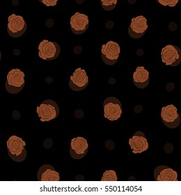 Watercolor painting with Rose flowers in brown colors. Vector illustration. Watercolor English roses seamless pattern.