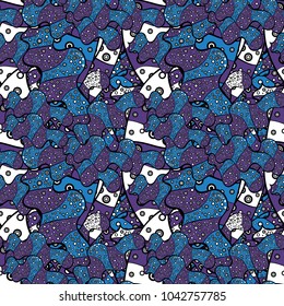Watercolor painting. Seamless pattern Gentle, spring on violet, black and blue colors. Vector illustration.