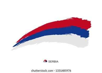 Watercolor painting Serbia national flag. Grunge brush red, blue and white stroke Independence day symbol. - Vector