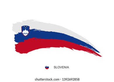 Watercolor painting SLOVENIA national flag. Grunge brush stroke slovenian Independence day symbol - Vector abstract illustration
