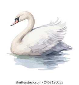 Acuarela de un cisne   , aislado sobre un fondo blanco, cisne    Vector, Clipart de dibujo, Vector de ilustración, Pintura gráfica, arte de diseño, logotipo