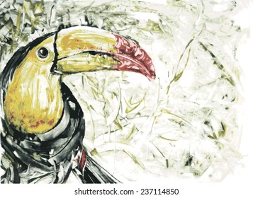 watercolor painting  toucan bird