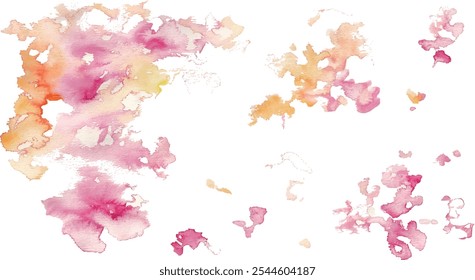 Watercolor painting. Vector background with watercolor touch. Background with paint stains. Japanese background for New Year. Abstract pink image.
