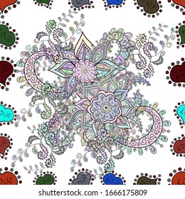 Watercolor painting. Vector illustration. Seamless pattern Gentle, spring on gray, neutral and white colors.