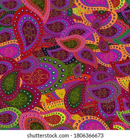 Watercolor painting. Vector illustration. Seamless pattern Gentle, spring on purple, red and green colors.