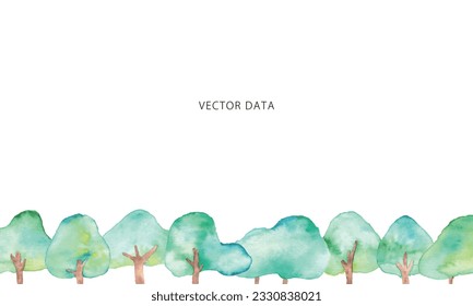 Watercolor painting. Vector illustration of tree with watercolor touch. Forest background with ecological image.