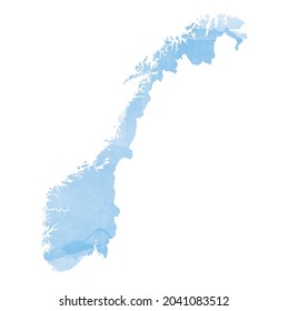 watercolor painting vector map of Norway