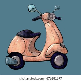 Watercolor painting of a Vespa Scooter