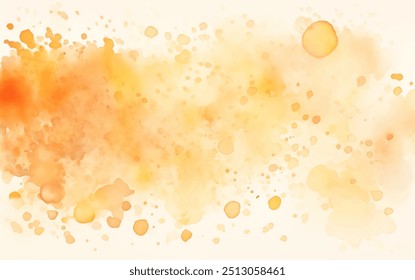 Watercolor painting vibrant orange spots on white background, stunning visual effect, artistic charm and inviting appeal. Vector artwork with vibrant orange spots scattered 