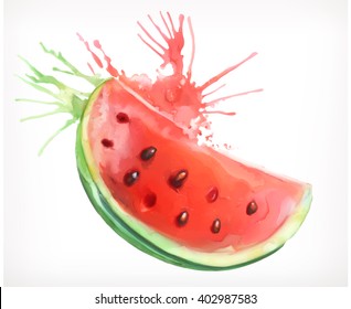 Watercolor painting, watermelon, vector illustration, isolated on a white background